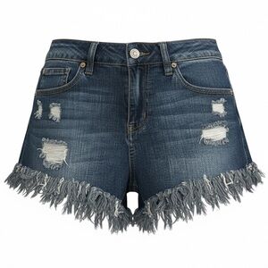 Altar'd State High Rise Distressed Fringed Denim Shorts 26/3
